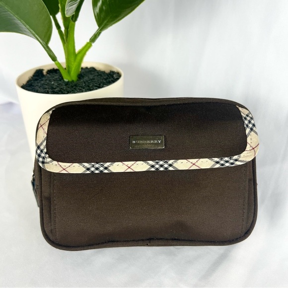 Burberry Handbags - BURBERRY Nova Check Trim Brown Canvas Accesories Pouch